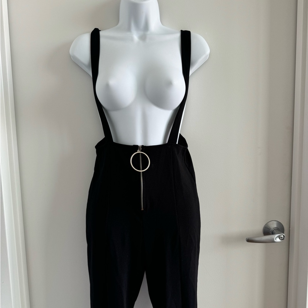Fashion Nova Black Suspender Jumpsuit